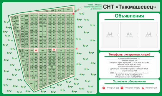 Схема участков садового общества